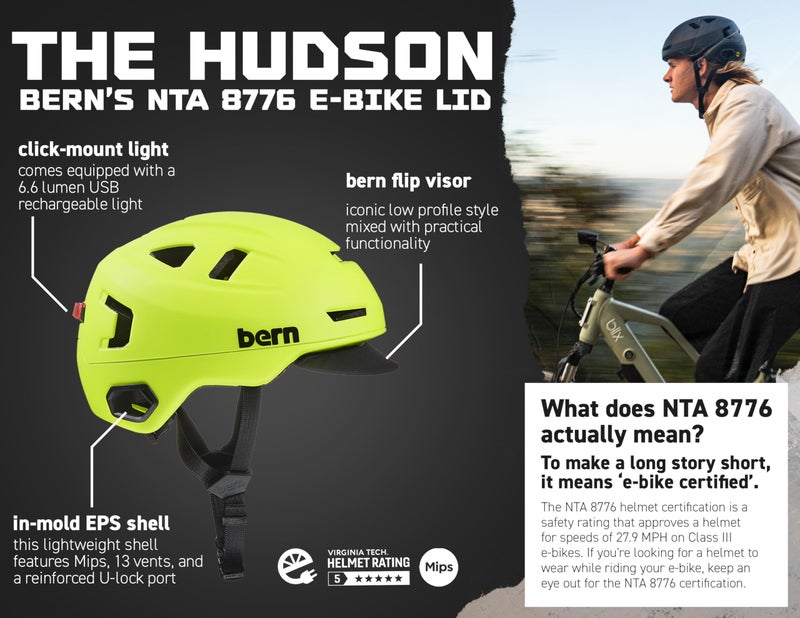 Bern Hudson MIPS Adult Bike Helmet with Rotational Impact Safety, up to 27 MPHâ”‚Adjustableâ”‚ Safety Light Includedâ”‚for Bikes, E Scooters, E Bikes +â”‚Fully Certified - Image 3